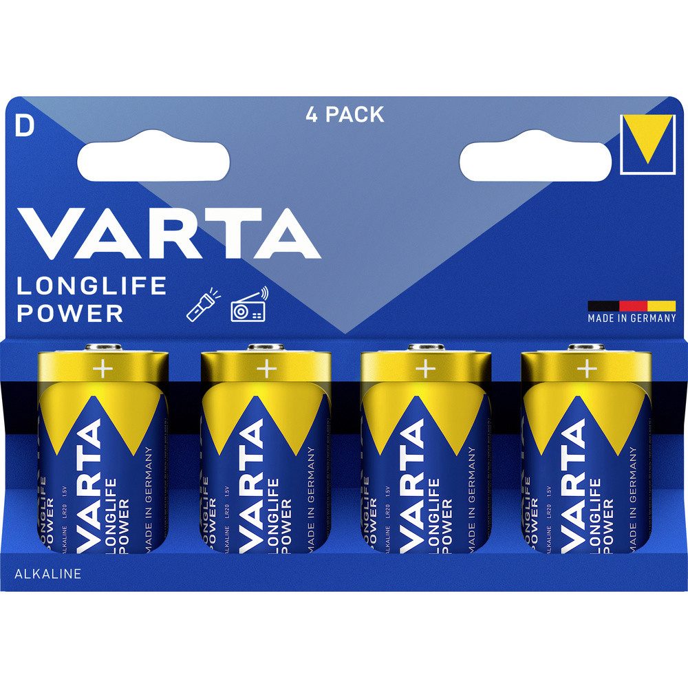 VARTA Varta VARTA Longlife Power D Blister 4 Mono (D)-Batterie Alkali-Mangan Batterie