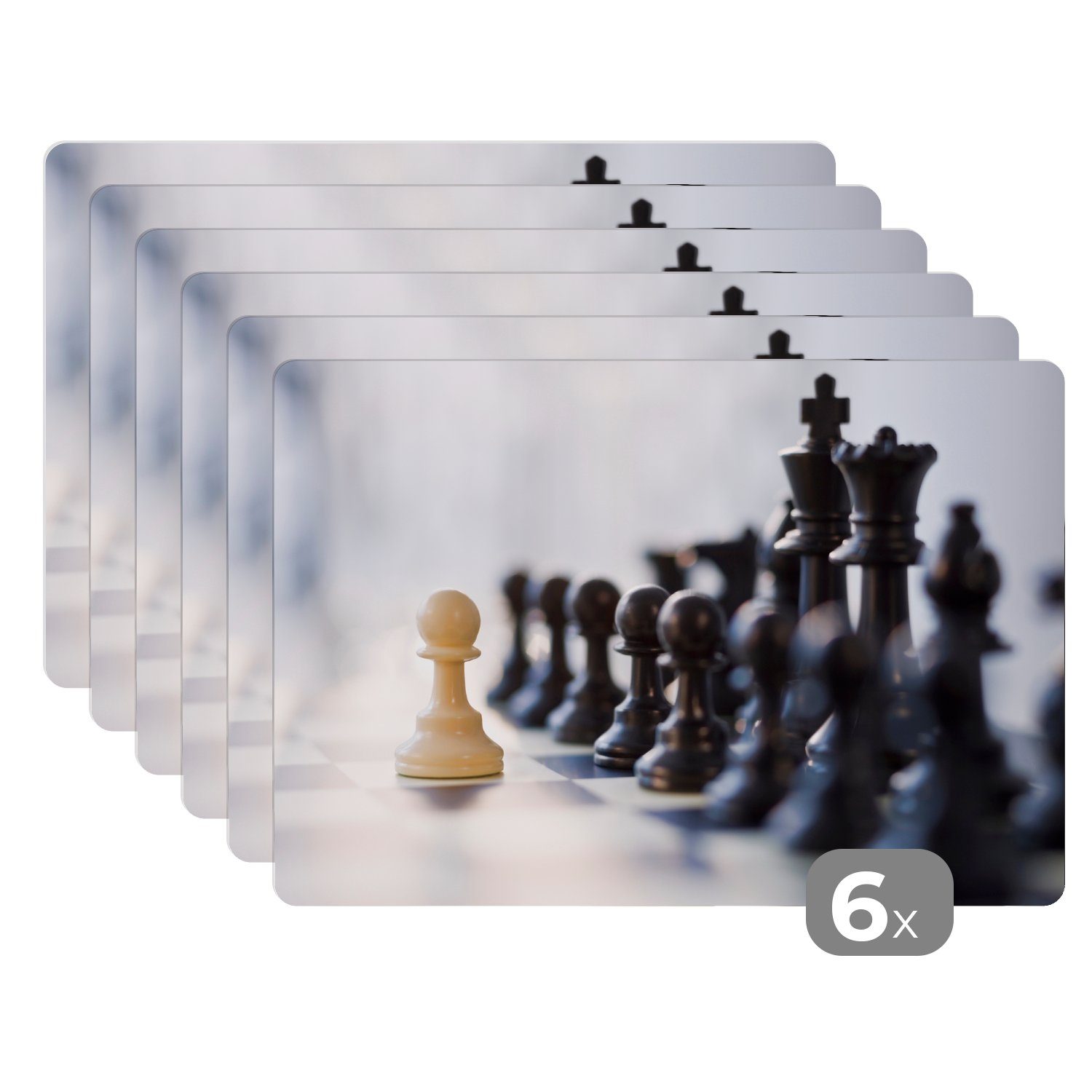 Platzset, Schwarz gewinnt beim Schach, MuchoWow, (6-St), Platzset, Platzdecken, Platzmatte, Tischmatten, Schmutzabweisend