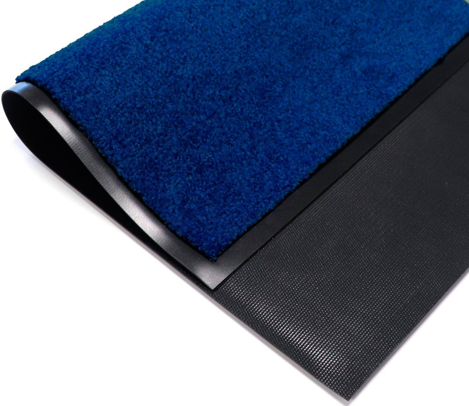 rechteckig, blau Uni-Farben, Höhe: Primaflor-Ideen PRO, Textil, 8 waschbar Schmutzfangmatte, CLEAN in Fußmatte UV-beständig, mm, Schmutzfangmatte