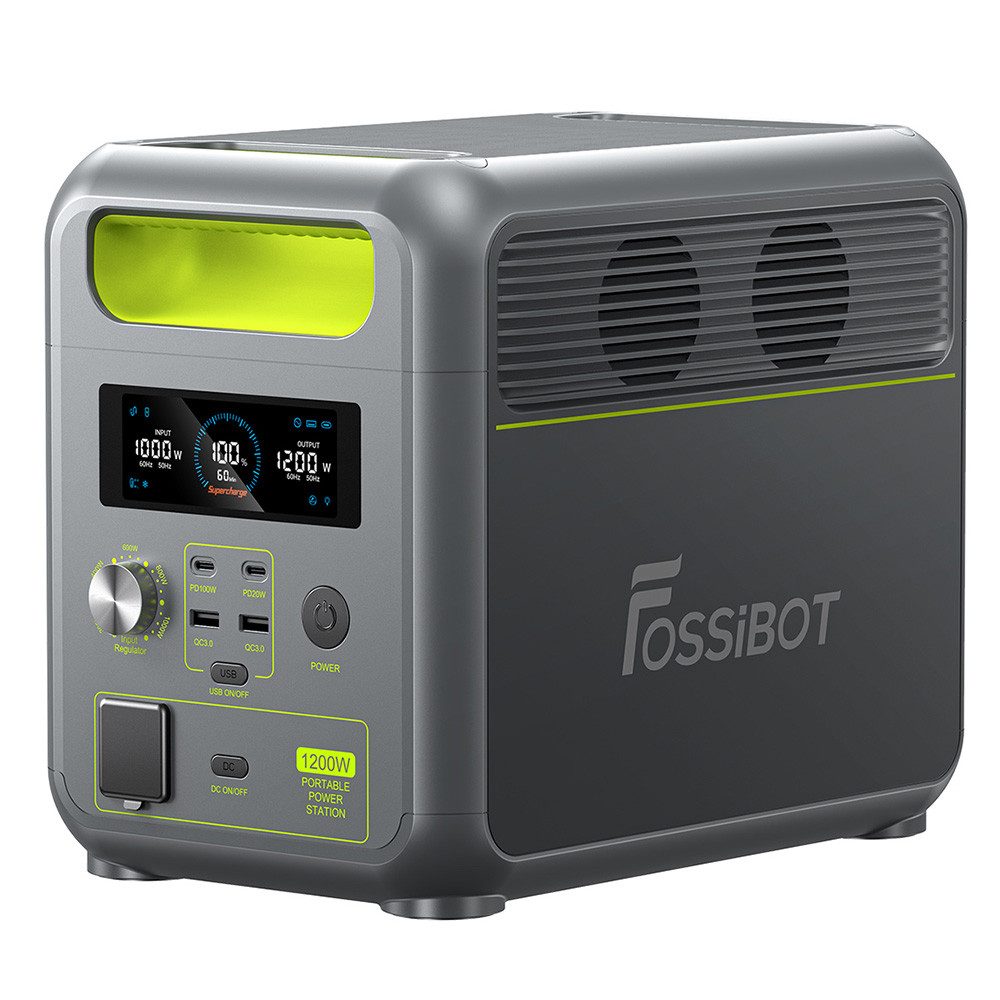 Fossibot Stromerzeuger F1200, 1024Wh Kapazität, 1200W Nennleistung, 7 Ausgangsanschlüsse