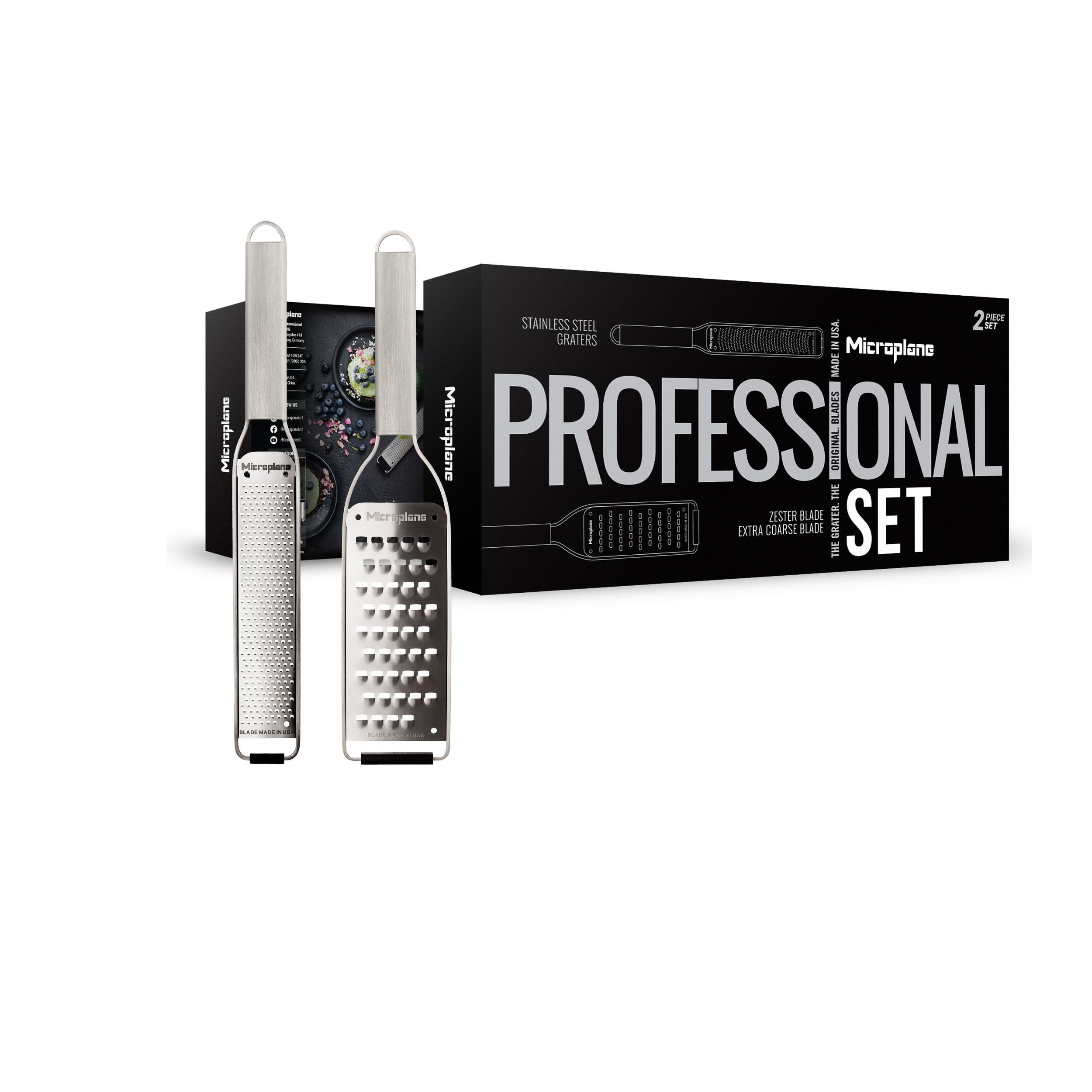 Microplane Küchenreibe Set Professional Zester + sehr grobe Reibe 36181