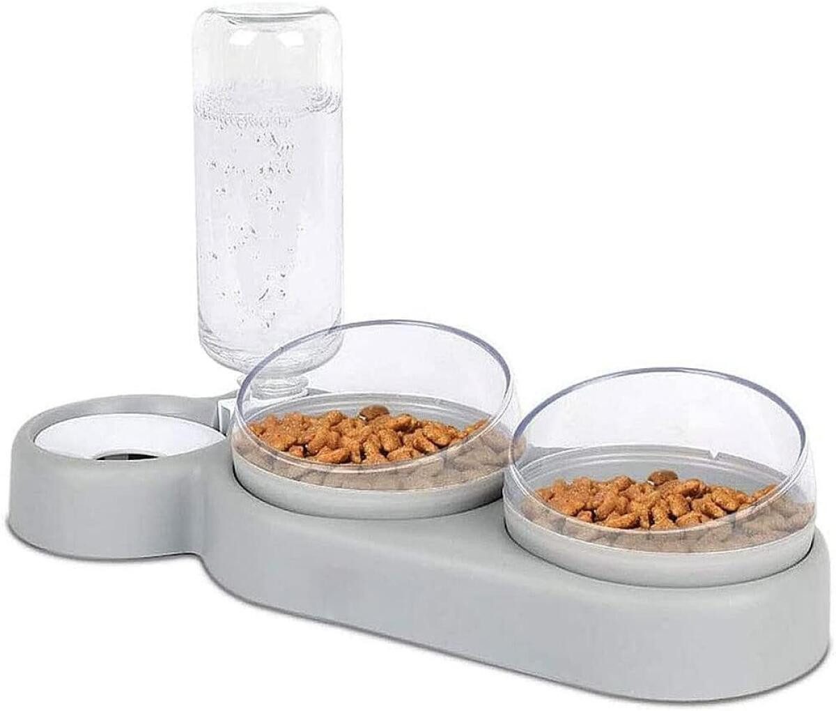FELIXLEO Napf-Set Katzennapf Set 15° Neigbar Doppel Futternapf mit Wasserflasche