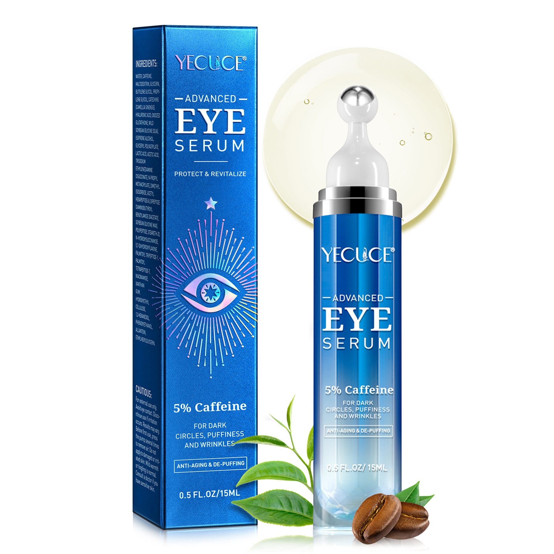 ALIVER Augenserum Augencreme gegen Augenringe Falten Schwellungen mit Retinol Koffein, 1-tlg., Augenschatten, Falten, Fatigue/Müdigkeit, Flüssigkeitszufuhr