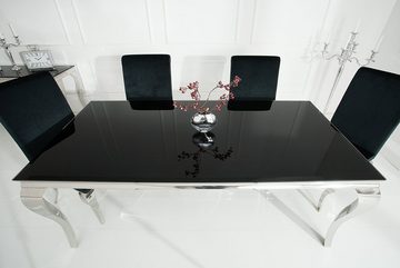 riess-ambiente Esstisch MODERN BAROCK 200cm schwarz / silber (1-St), Esszimmer · Opalglas · Edelstahl · eckig