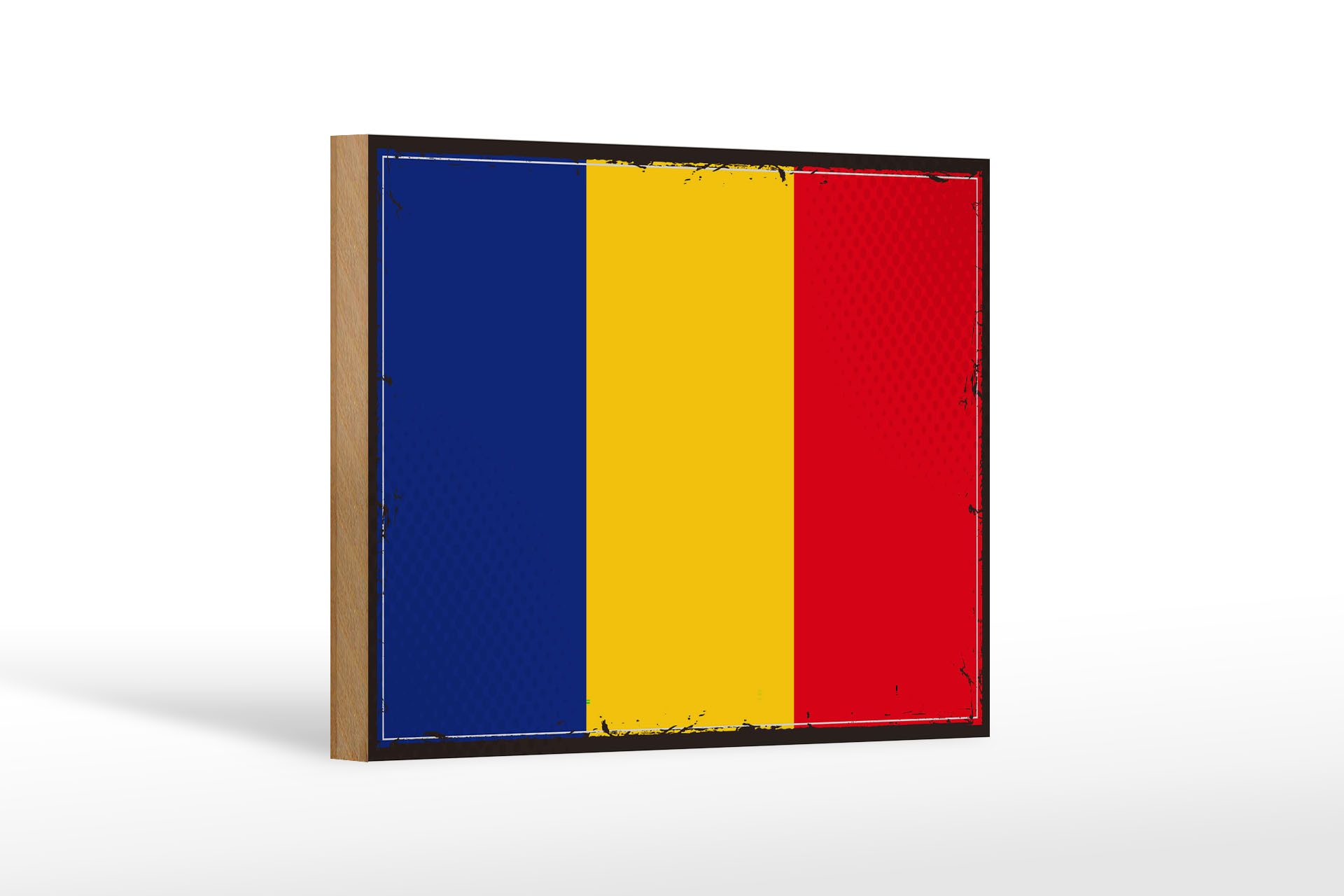 Femer GmbH Holzbild Flagge Rumäniens 18x12 cm Retro Flag of Romania, Flaggen (1 St), Glatte Holzfaserplatte (MDF), vorn beschichtet