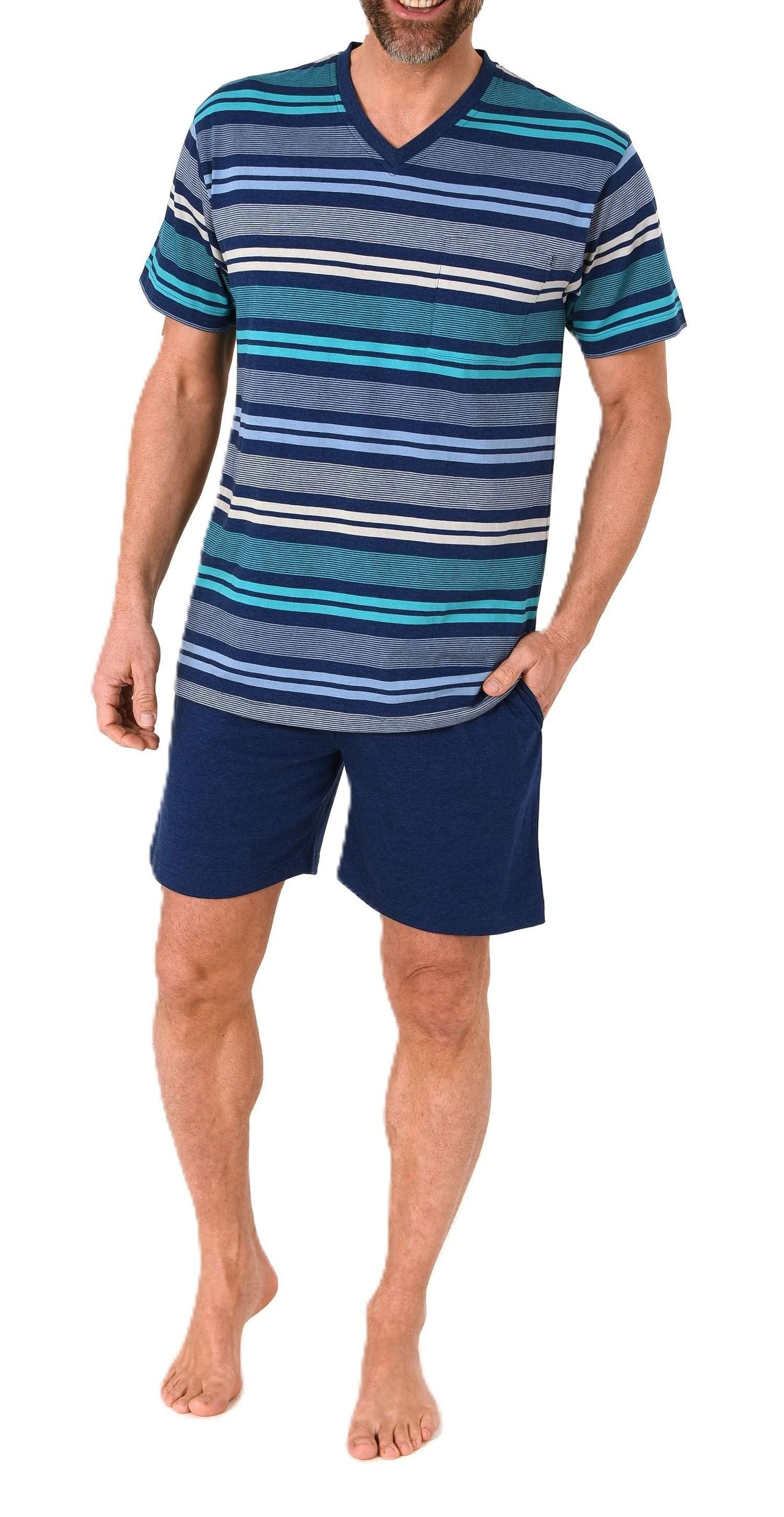 Normann Pyjama Herren kurzarm Schlafanzug Shorty Streifenoptik - auch in Üb günstig online kaufen