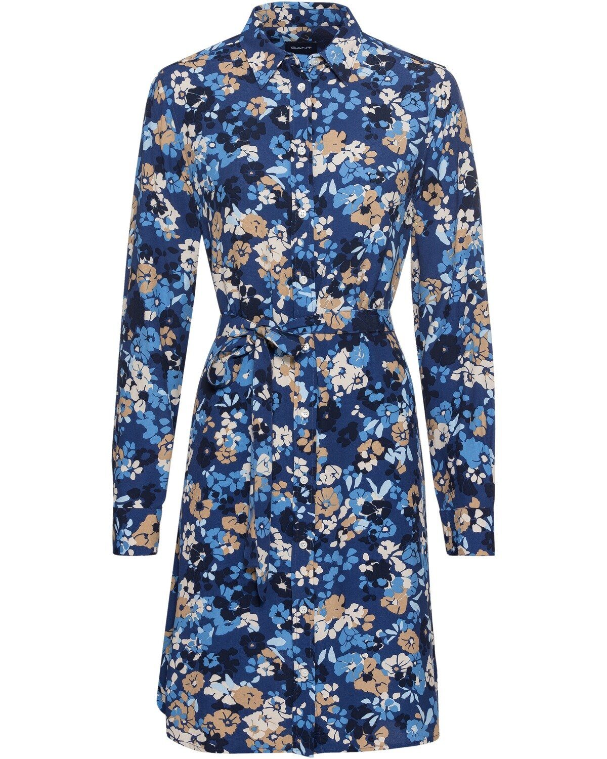 Gant Hemdblusenkleid Kleid mit Blau Blumen-Print