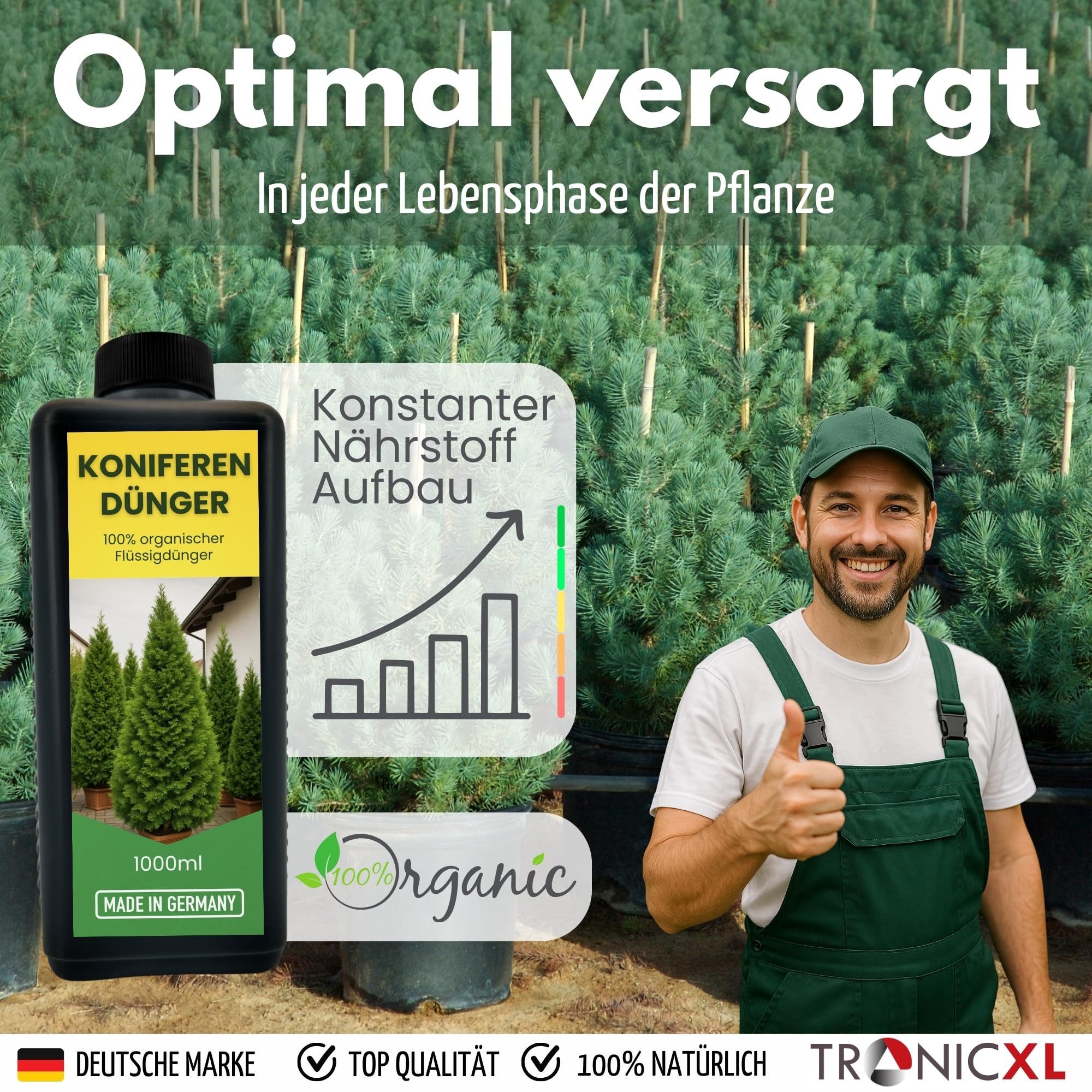 TronicXL Langzeitdünger 1L Langzeit Koniferendünger organisch Dünger Koniferen Flüssigdünger, Flüssigdünger, Douglasien Zedern Eibe, 1-St., Organischer 1 Liter, – Bild 4 von 5