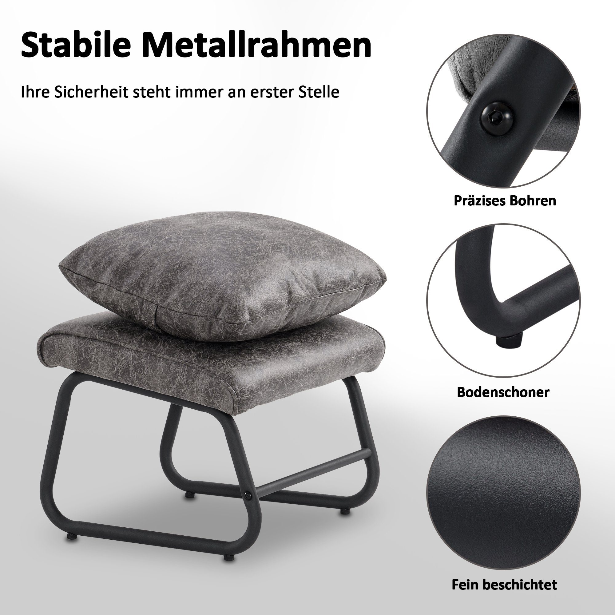 MCombo Relaxsessel MCombo Sessel mit/ohne Hocker, Retro mit Kissen, Mikrofaser, 4742, Mikrofaserstoff