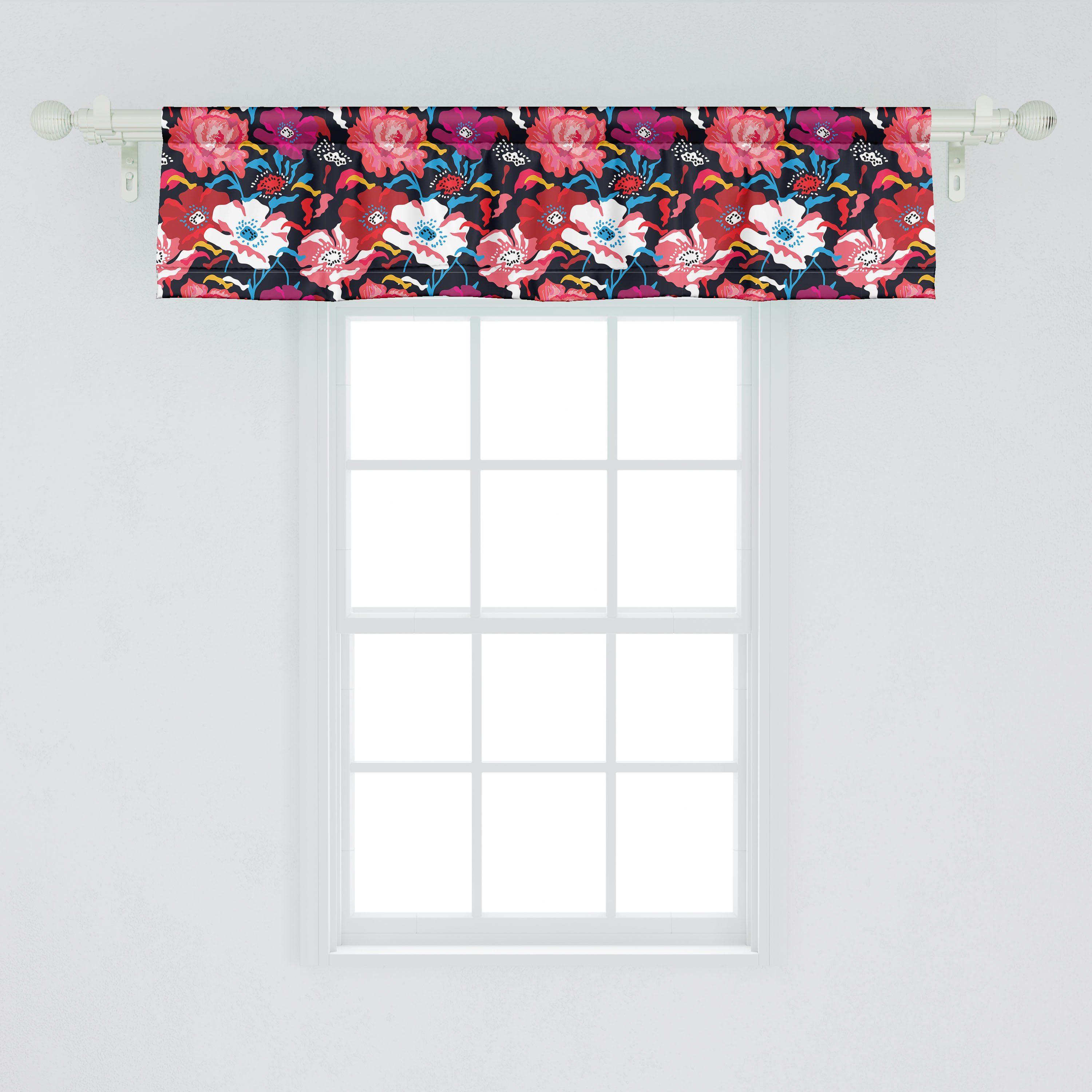 Vorhang Microfaser, Stangentasche, Schlafzimmer Päonienblüten Volant Blühend Wiese Dekor Scheibengardine für Küche Abakuhaus, mit