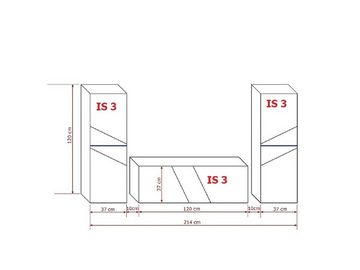 ROYAL24_MARKT Wohnwand - Frische Wohnzimmerwand-Trends / Modernes Ambiente neu., (Komplett Set, 3-St., Premium - S37), Exklusiver Stil - Hochwertiges Finish - Modern 2024 '