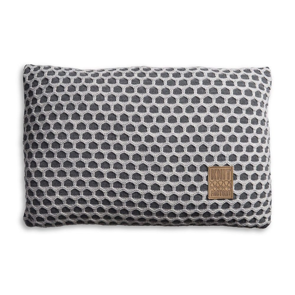 Knit Factory Dekokissen Knit Factory Mila Kissen Anthrazit/Grau - 60x40