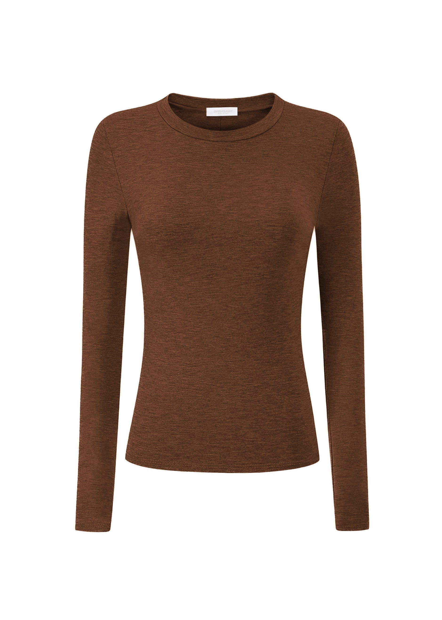 SASSYCLASSY Langarmshirt Langarmshirt mit Rundhalsausschnitt für Damen Oberteil mit langen Armen in Rot – Bild 2 von 5