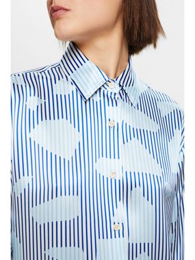 Esprit Langarmbluse Button-Up-Seidenhemd mit Print