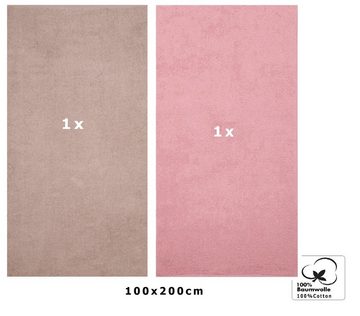 Betz Badetuch 2 Stück Badetücher groß XXL Berlin 100 x 200 cm Badetuch Saunatuch, 100% Baumwolle (2 Stück, 2-St), Farbe Cappuccino-Lotus