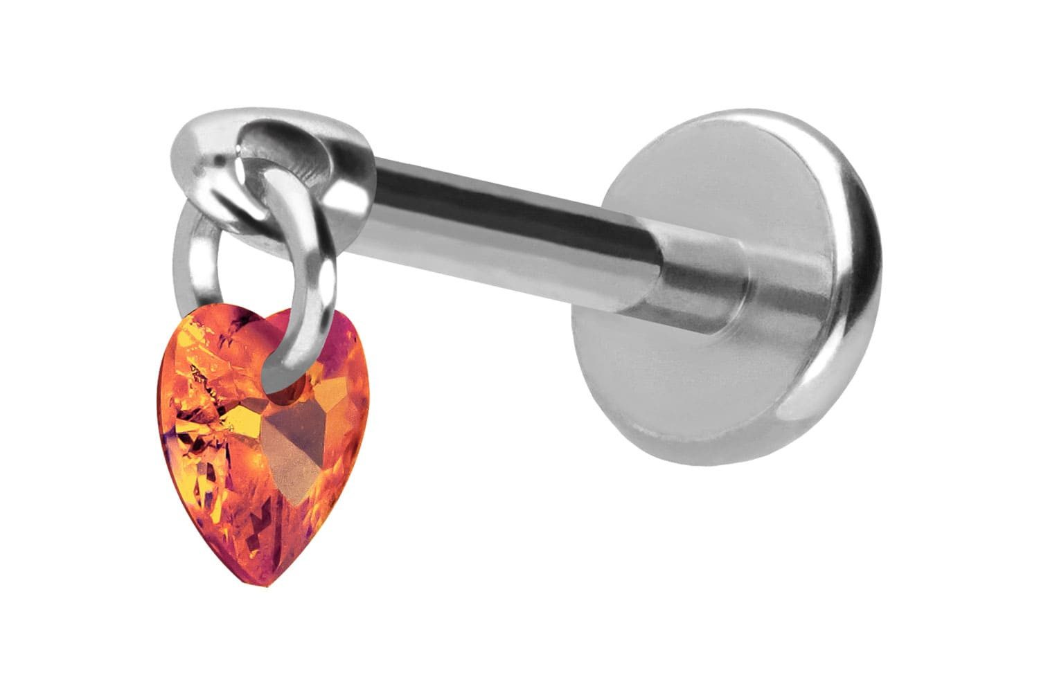 PIERCINGLINE Piercing-Set Titan Labret mit Push Fit KRISTALLHERZ (Labrets, 1-tlg)