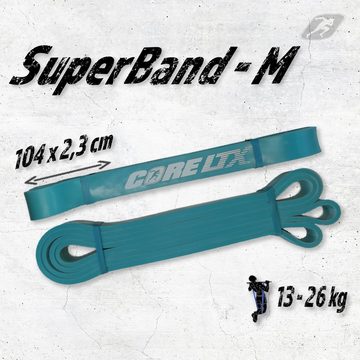 CoreLTX - Functional Fitness Gear Trainingsband SuperBand 4er Set - Profi Fitnessband Klimmzugband Crossfit Freeletics Calisthenics Klimmzughilfe Widerstandsbänder Resistance Sport Pull-Up Band Türanker Gummiband Fitness Klimmzug Sportbänder, CoreLTX SuperBand Set aus 4