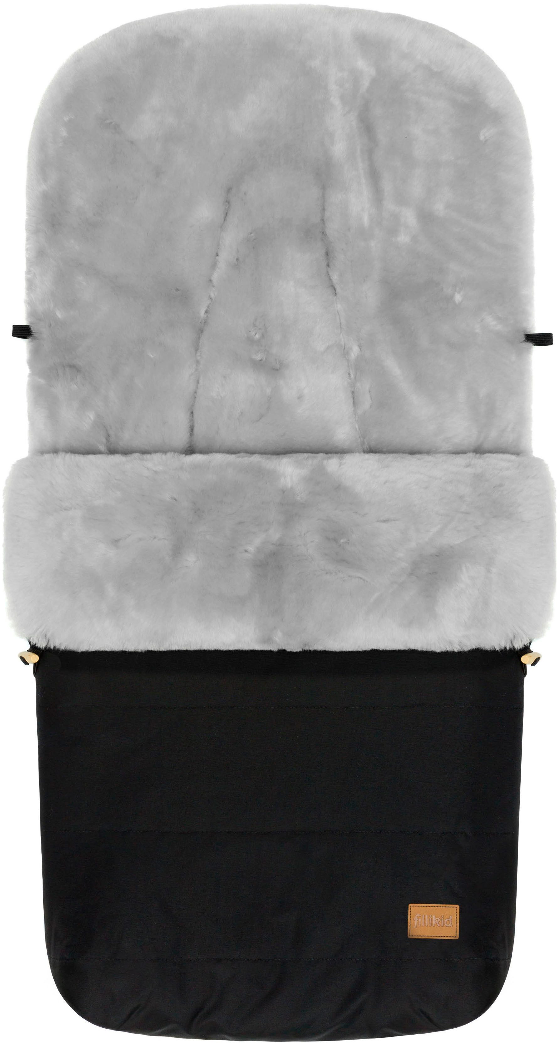 Fillikid Fußsack Bernina Alpina schwarz, Lammfell grau, Winterfußsack
