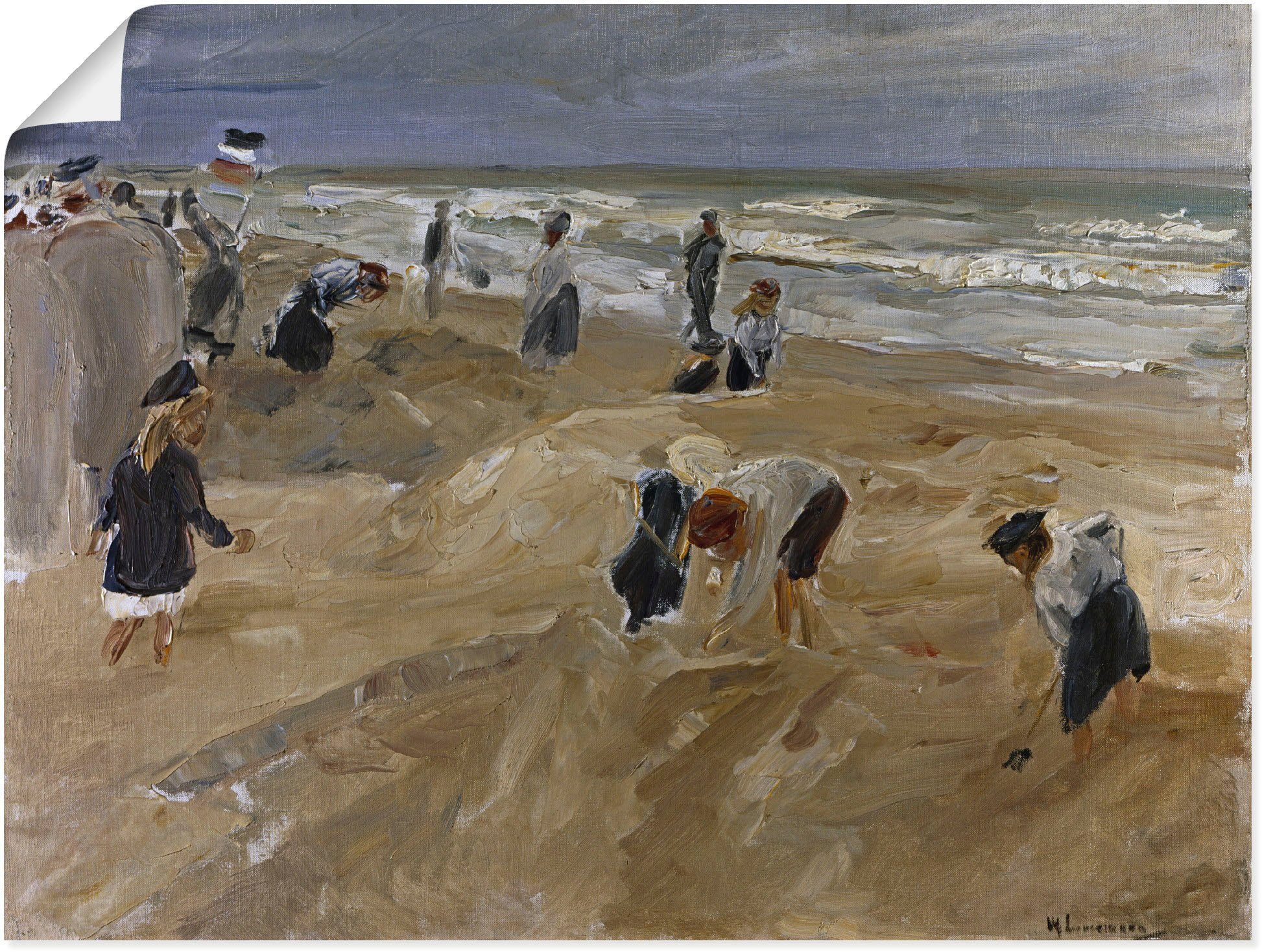 Artland Wandbild Strandscene in Noordwijk. 1908, Gruppen & Familien (1 St), als Leinwandbild, Wandaufkleber oder Poster in versch. Größen