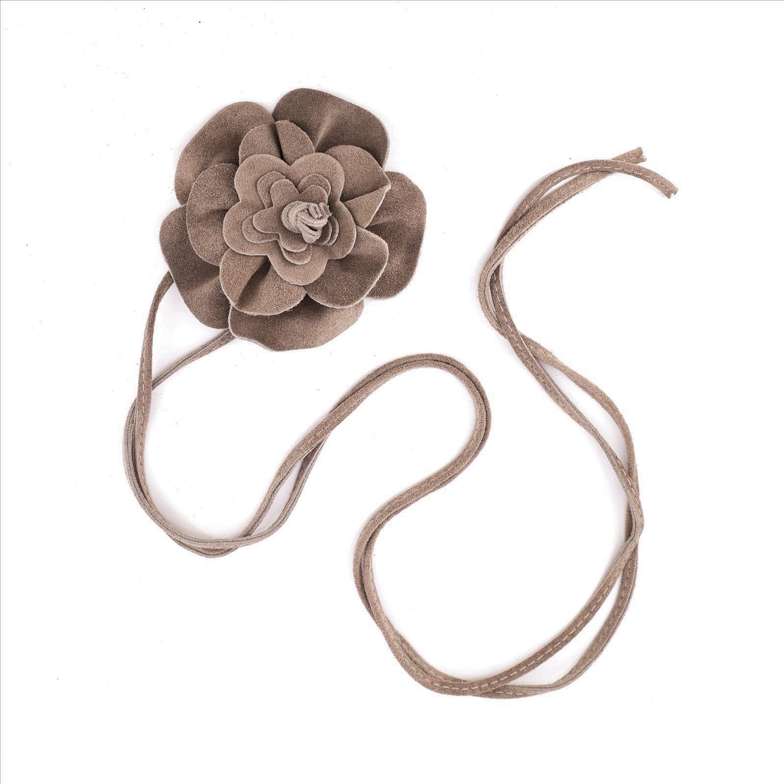 MIRROSI Taillengürtel Blume aus Echtleder zu binden, Einheitsgröße, Made in Italy Einheitsgröße (Geeignet für einen Hüftumfang bis zum ca.150 cm)