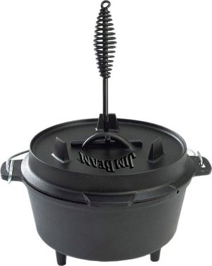 Jim Beam BBQ Grilltopf Dutch Oven, Gusseisen, mit 2-IN-1-Deckel, 4,26 l Fassungsvermögen