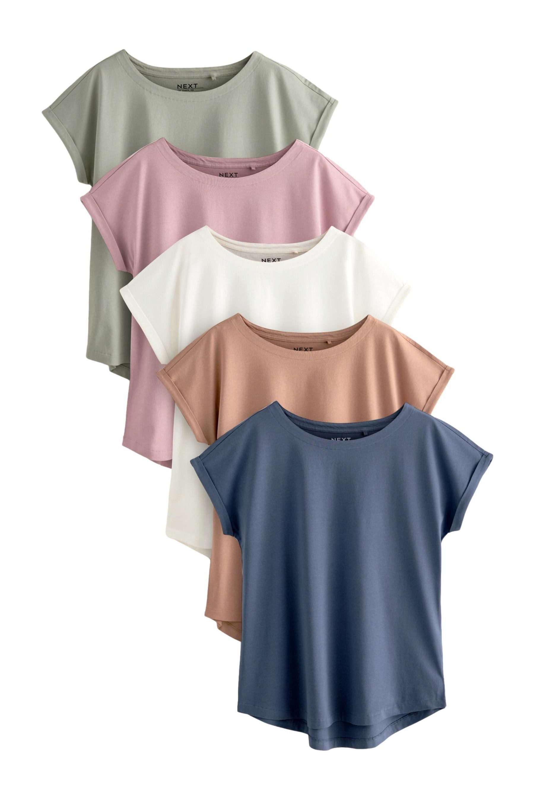 T-Shirt T-Shirts, V-Ausschnitt und Flügelärmel, 5er-Pack