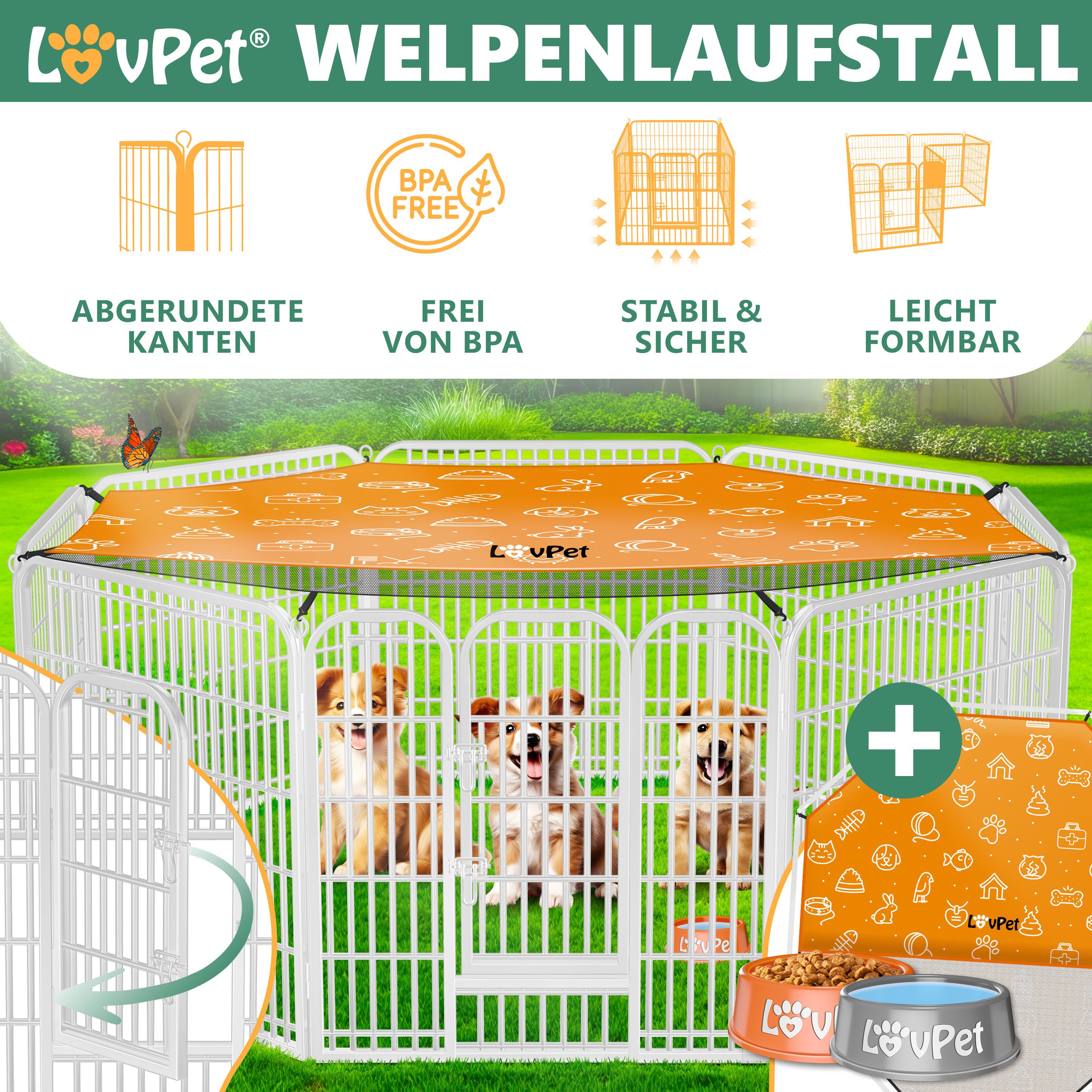 Lovpet Laufstall, LovPet Welpenlaufstall Freilaufgehege Welpenauslauf günstig online kaufen