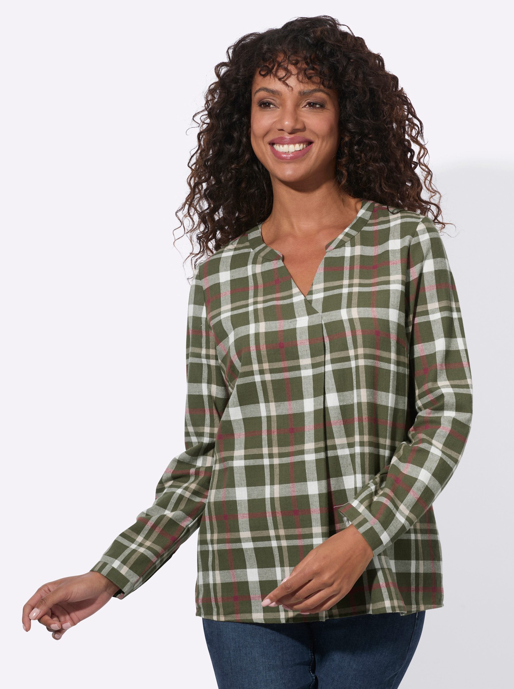 Witt Klassische Bluse Flanell-Bluse Langarm