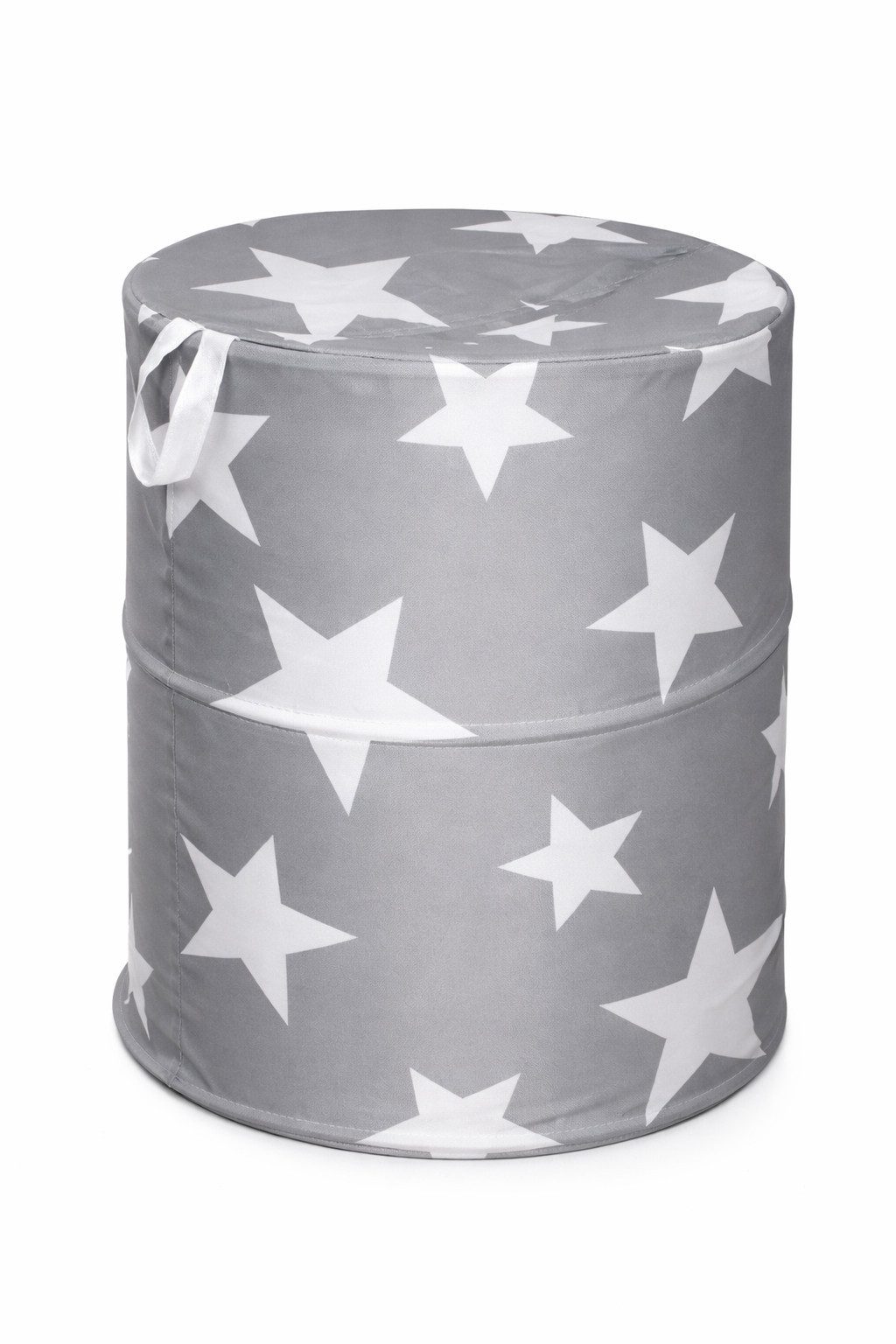 LB H&F Lilienburg Wäschesack Wäschesack Wäschetonne Pop Up faltbar Stoff Stofftonne (weiß Sterne stehend Wäschekorb Wäschebeutel Wäschesammler modern Stern sortieren Sortiere Shabby Vintage Design)