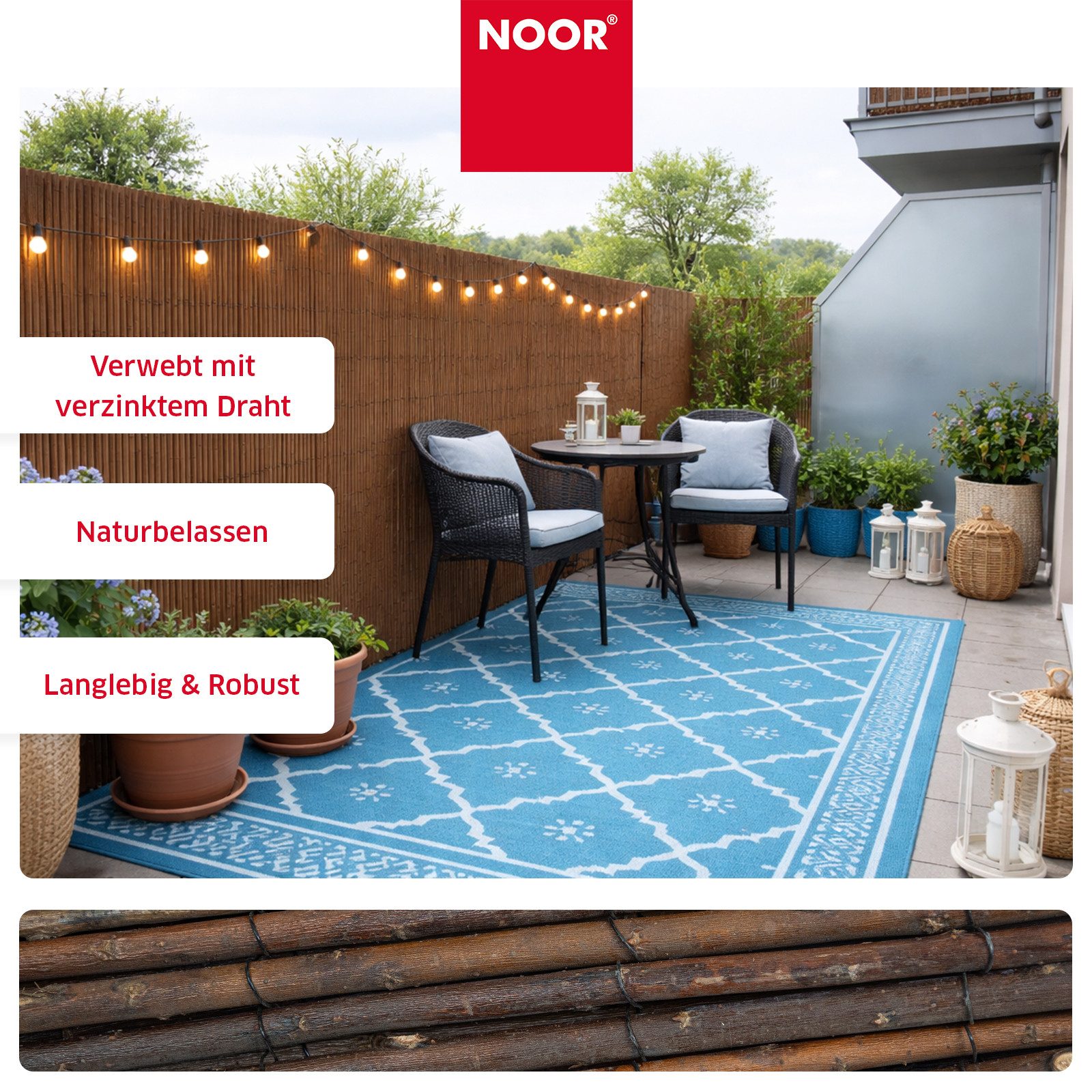 NOOR Sichtschutzzaunmatten Weidenmatte OXFORD - natürlicher Sichtschutz und Windfang