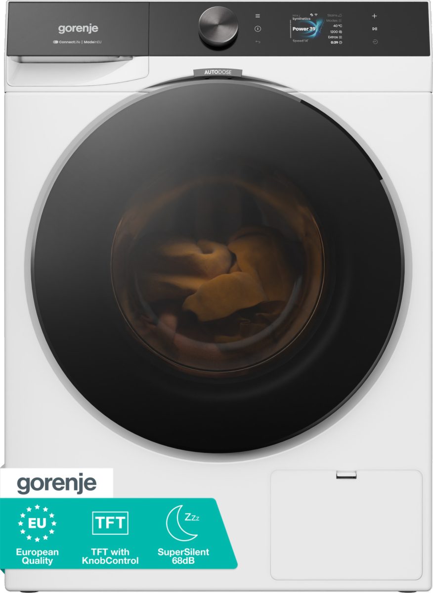GORENJE Waschmaschine G800 WG814A5T4, 10 kg, 1400 U/min, 50% besser als Energieklasse A, farbiges TFT-Display, Auto-Dosierung