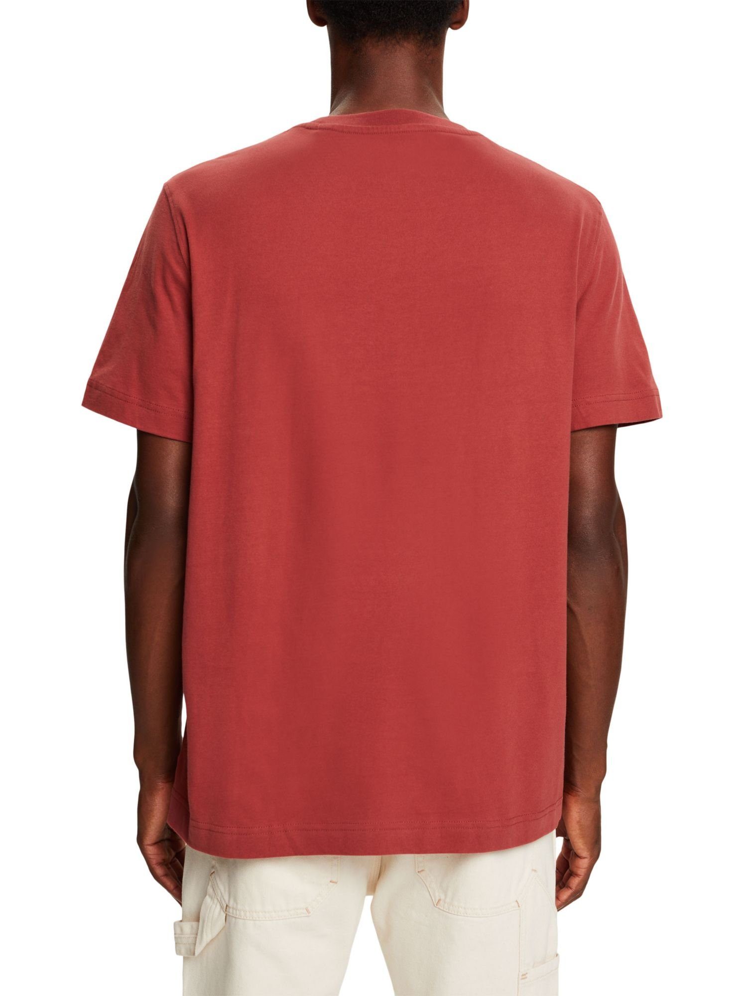 Esprit aus Baumwolljersey T-Shirt TERRACOTTA (1-tlg) Rundhals-T-Shirt
