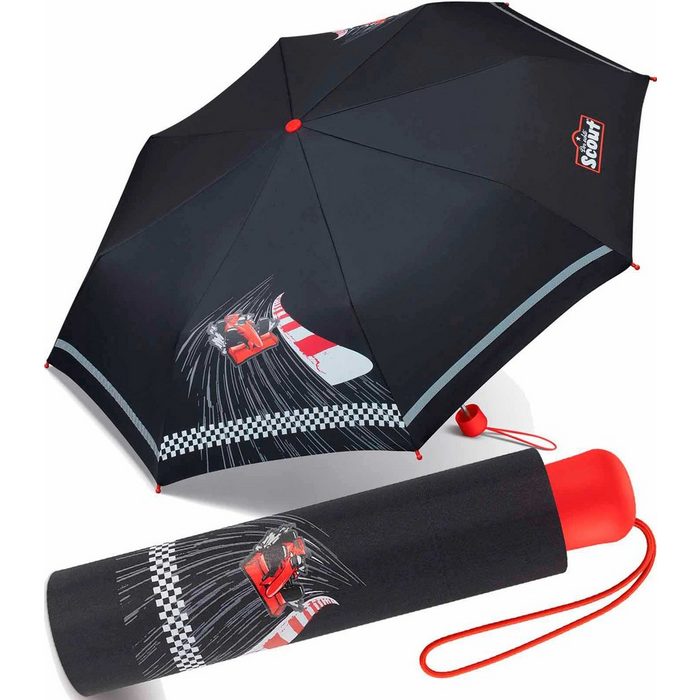 Scout Taschenregenschirm Mini Kinderschirm Basic reflektierend bedruckt leicht