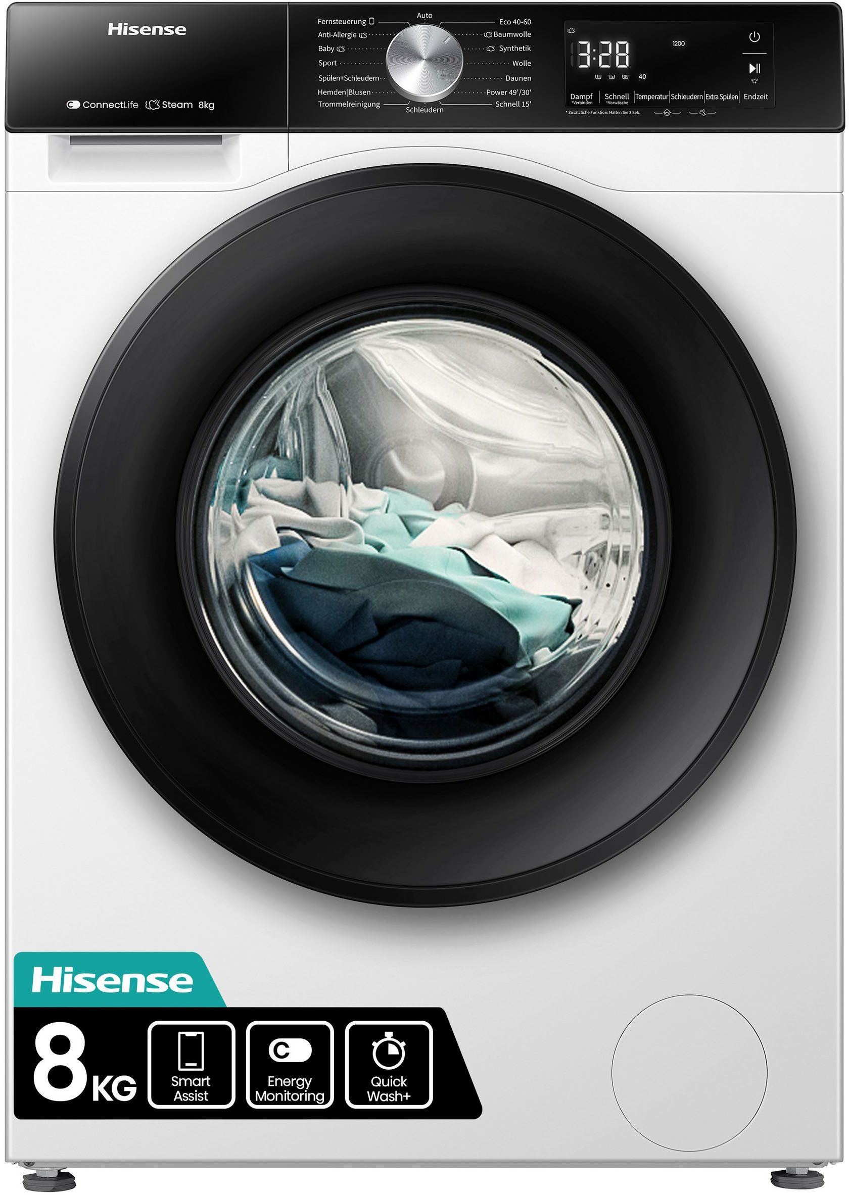 Hisense Waschmaschine 3S Serie WF3S8043BW3, 8 kg, 1400 U/min, Wifi-ConnectLife – Bild 3 von 5