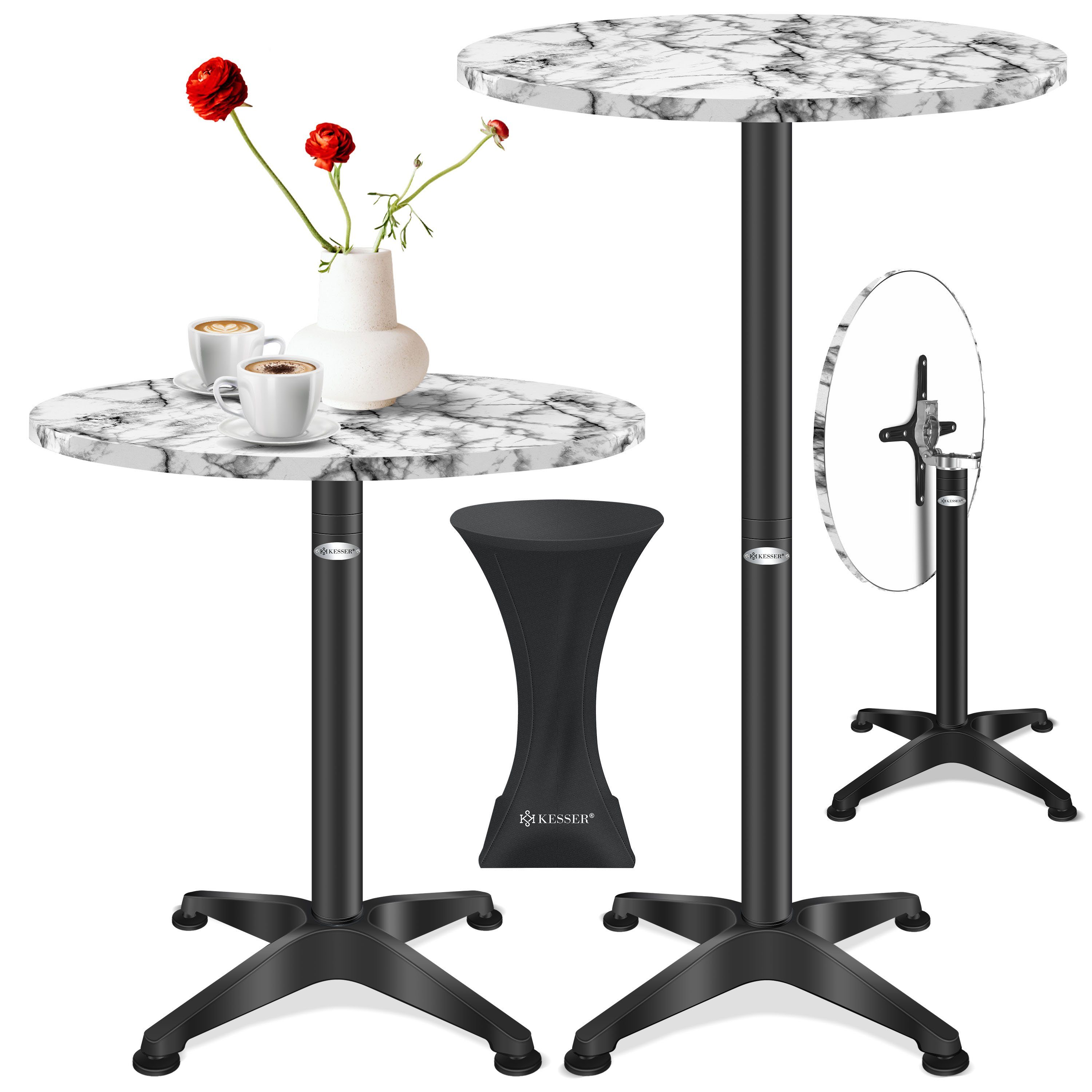 KESSER Bistrotisch, 2in1 Stehtisch klappbar Bistrotisch Aluminium Edelstahlplatte