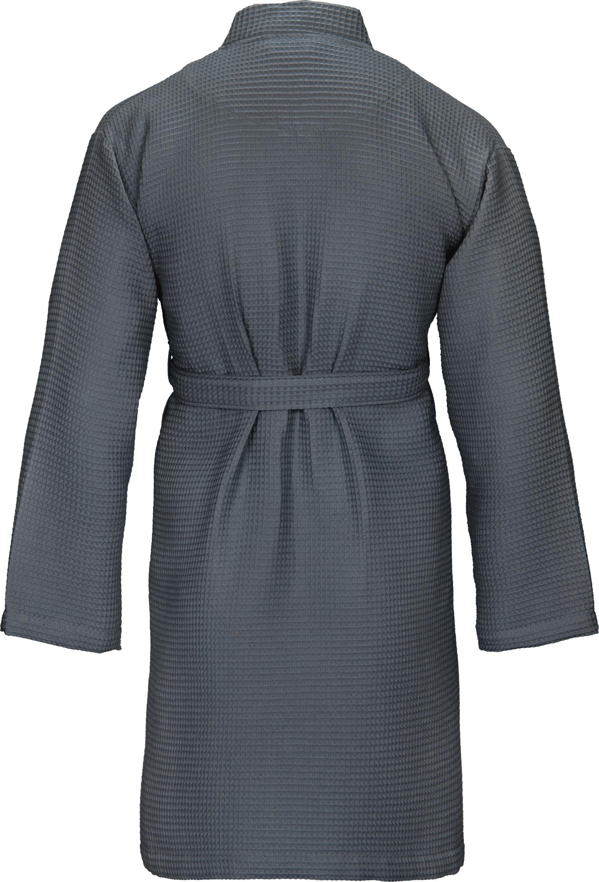 Qualität Waffelpiqué, & Herren, Vossen für Kurzform, leichter Rom, flanell Damen Unisex-Bademantel in Kimono-Kragen, Waffelpiqué-Struktur, Gürtel,