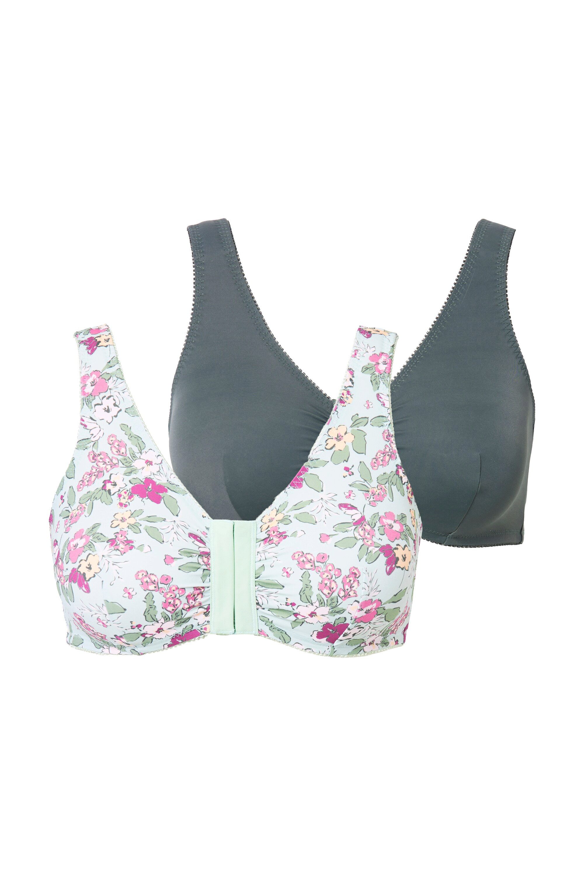 Ulla Popken Bustier Bustiers 2er-Pack Blüten/uni Vorderverschluss