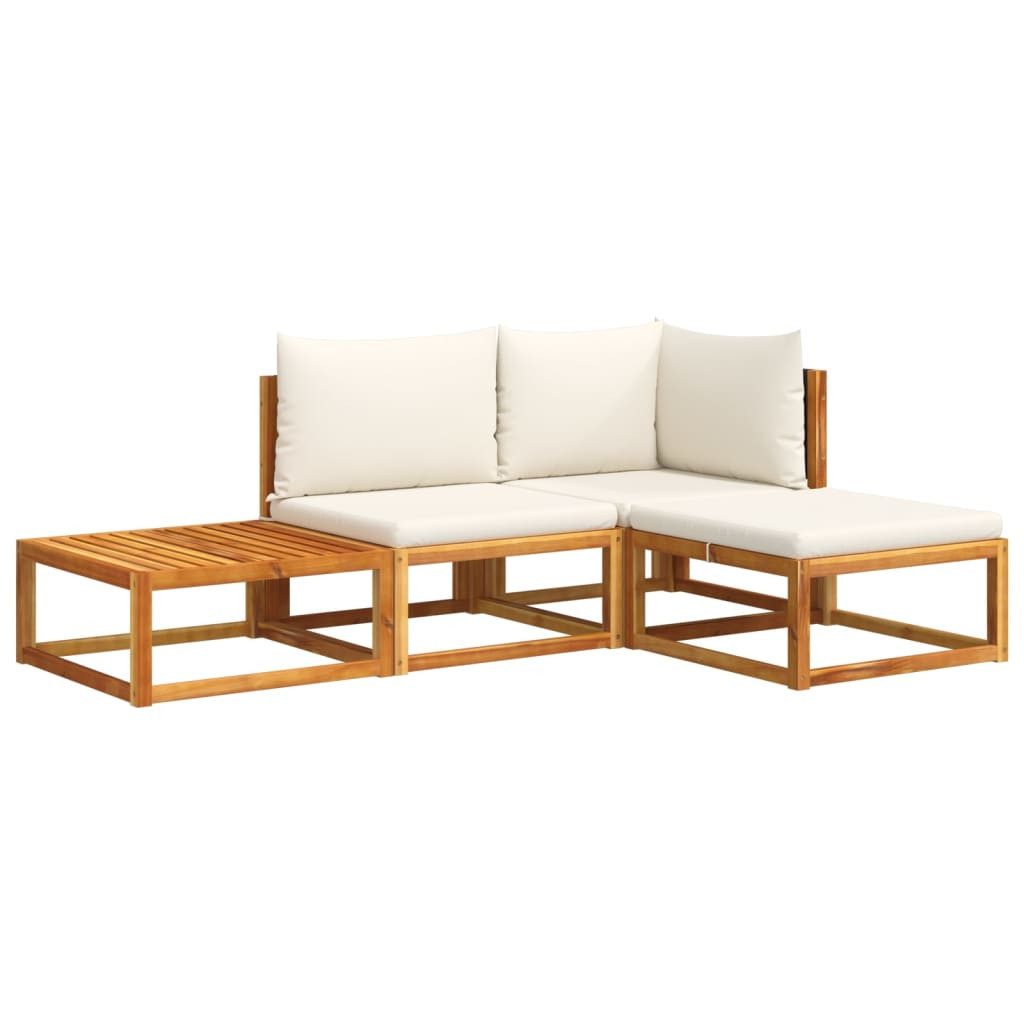 Gartenlounge-Set 4-tlg. Gartensofa-Set mit Kissen Holz & Rattan