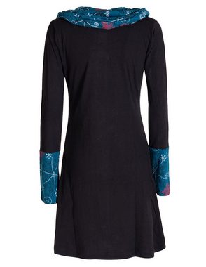 Vishes Jerseykleid Blumen-Kleid Langarm-Shirtkleid Schal-Kleid Baumwollkleid Goa, Ethno, Hippie Style