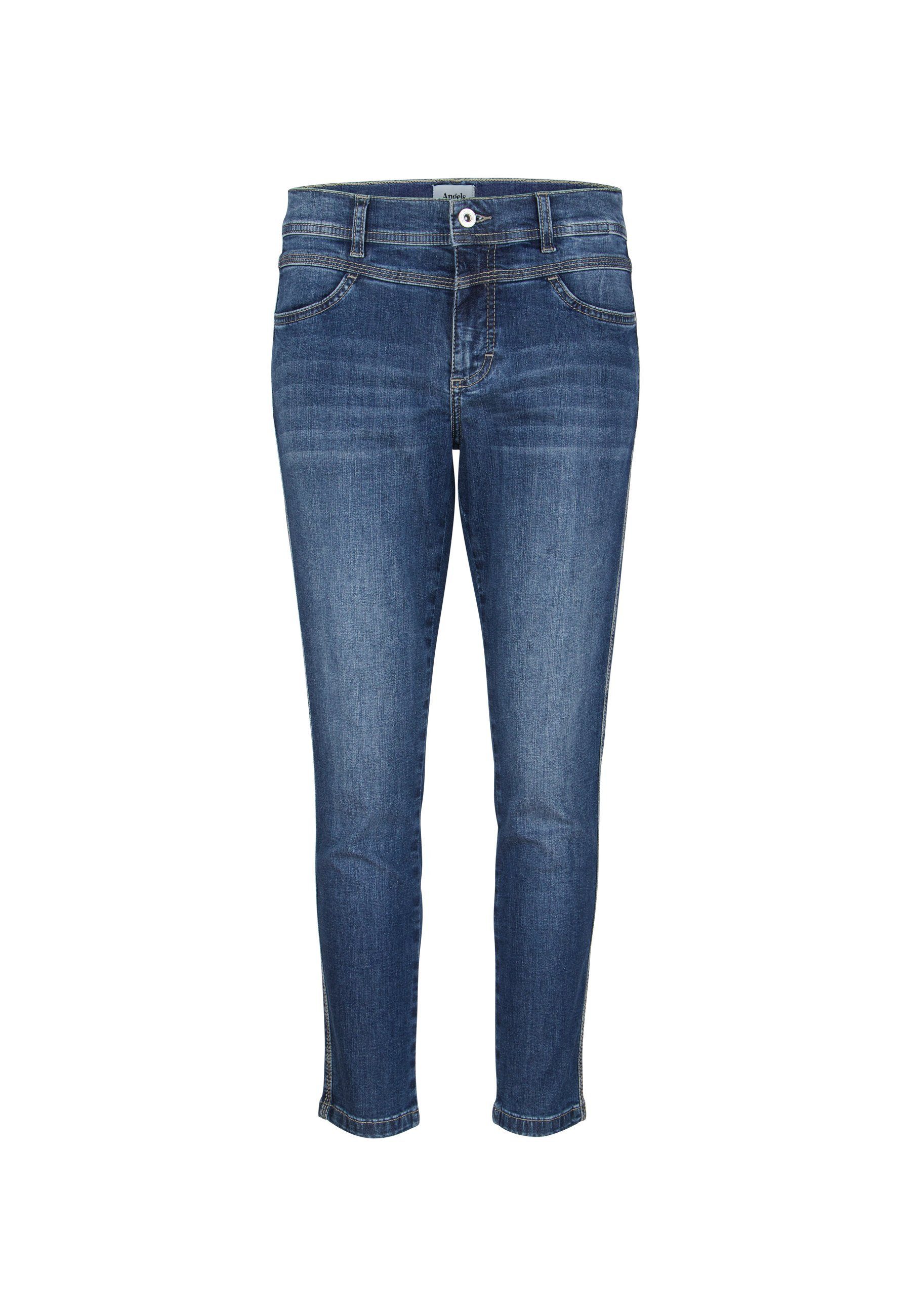 4-Pocket-Jeans Ornella ANGELS Modern Label-Applikationen 7/8-Jeans blau mit