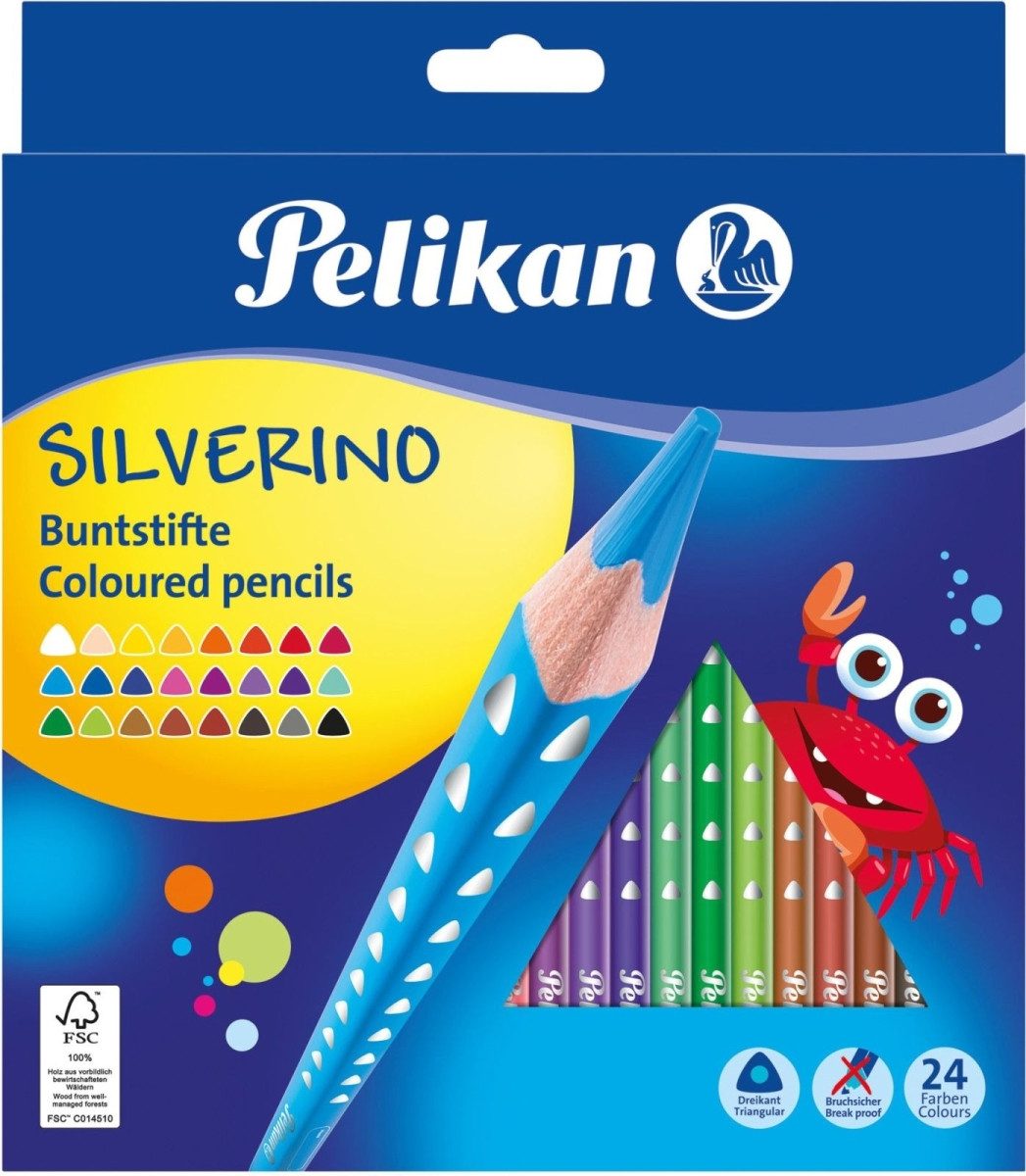 Pelikan Buntstift Buntstifte Silverino dreieckig dünn 3mm VE=24 Farben Schachtel