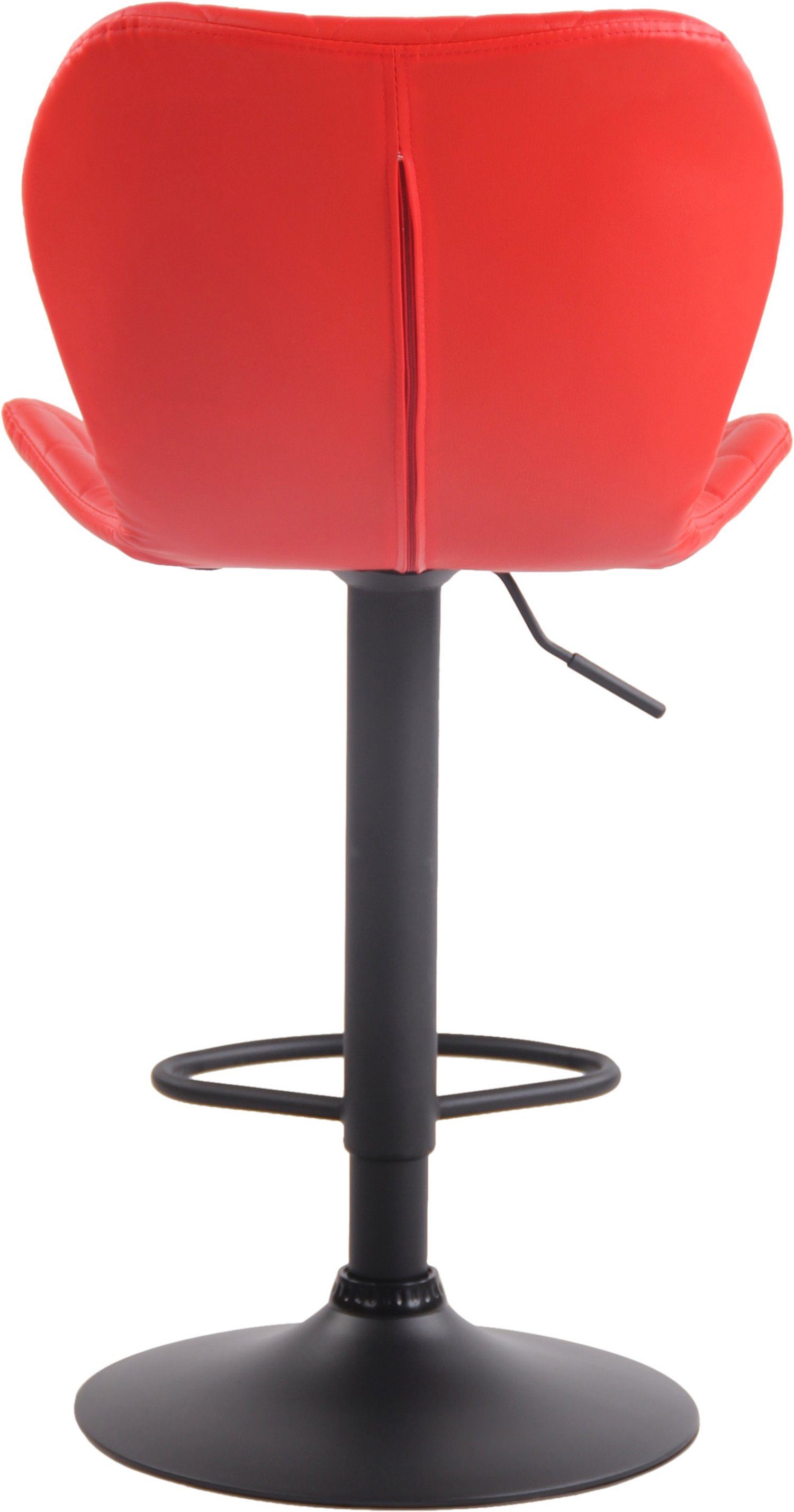 TPFLiving Barhocker Cora mit 360° Sitzfläche: Gestell (Barstuhl Hocker - angenehmer Rückenlehne und Kunstleder & Rot bequemer schwarz und Fußstütze drehbar - höhenverstellbar), für Metall Theke Küche