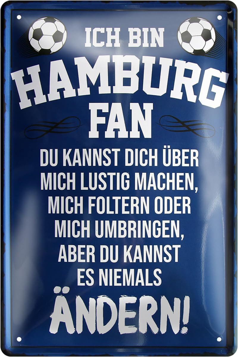 schilderkreis24 Metallschild Blechschild Ich bin Hamburg Fan 30x20cm