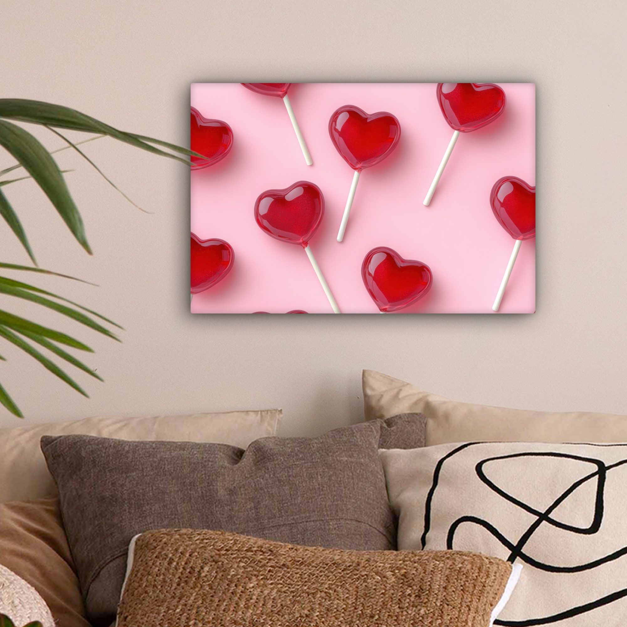 OneMillionCanvasses® Leinwandbild Lutscher - Herzen - Rosa, Fotodruck (1 St günstig online kaufen