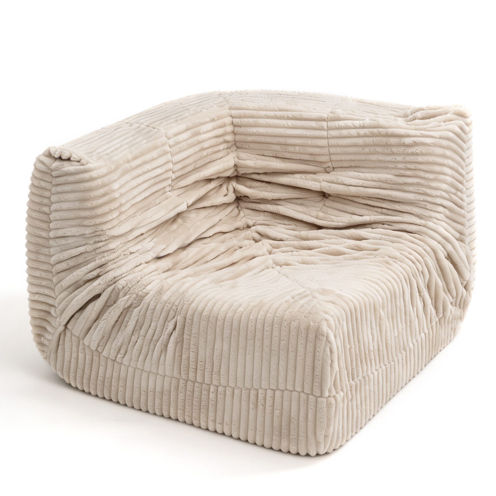 Puluomis Sitzsack mit Cord-Gewebe, rutschfeste Unterseite und verdicktem Sitzkissen, für Schlafzimmer, Wohnzimmer & Lounge beige