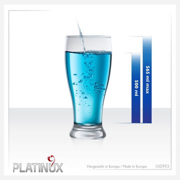 PLATINUX Bierglas Biergläser, Glas, 500ml (max. 565ml) Bierseidel Weizengläser hohes Bierglas 0,5L