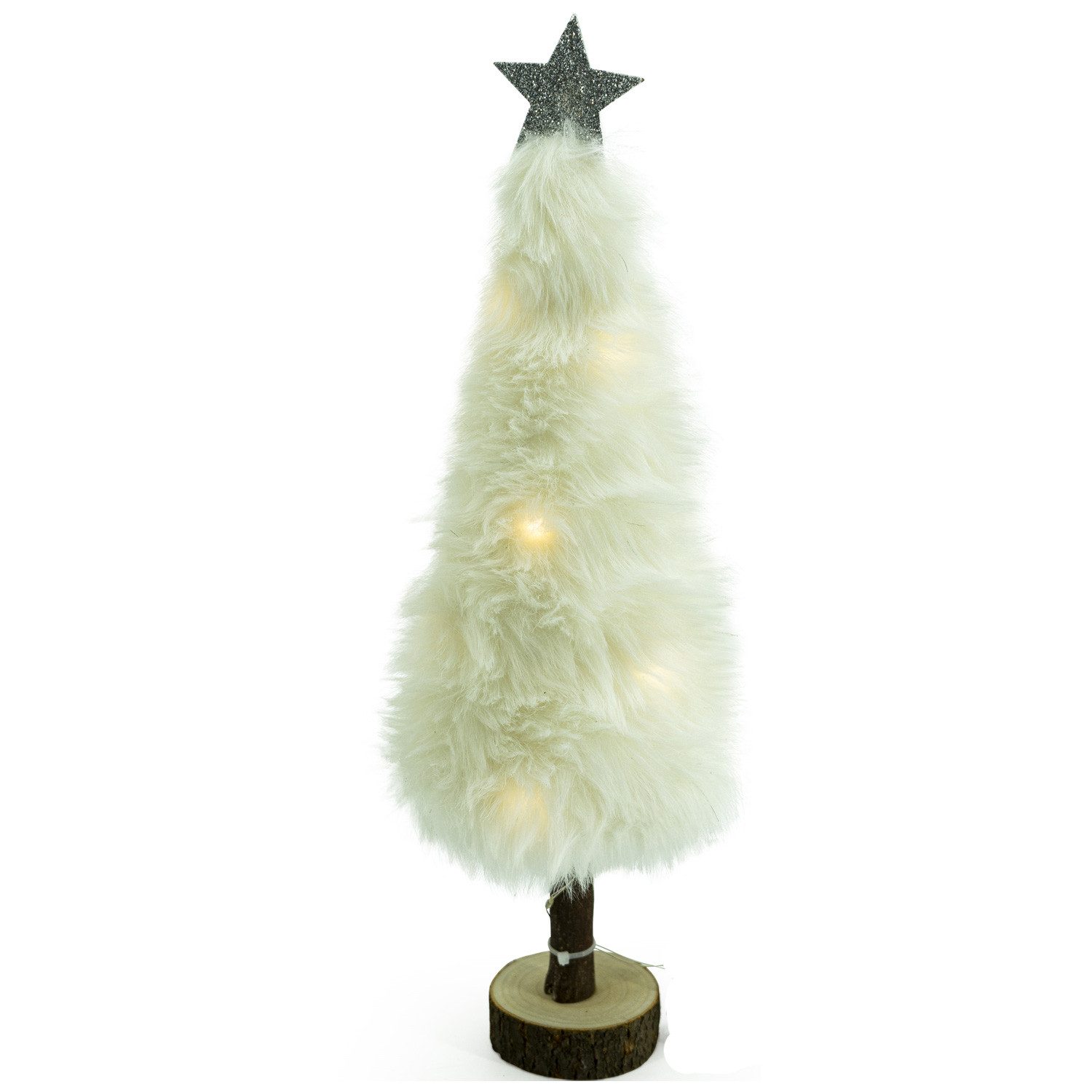 MARELIDA LED Dekoobjekt LED Dekobaum PLÜSCH mit Sternspitze Plüschfell leuchtend 36,5cm