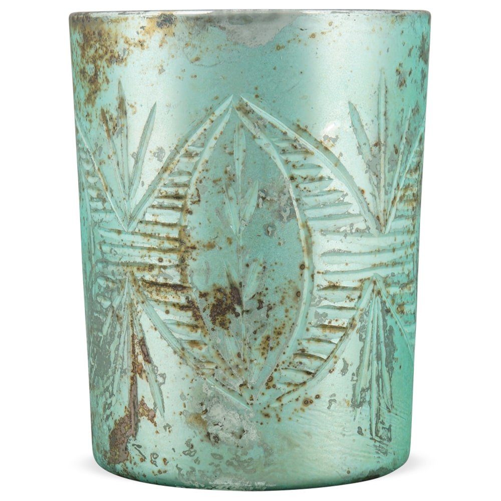 matches21 HOME & HOBBY Kerzenständer Windlicht grün Glas Verzierung Teelichtglas 9,5 cm