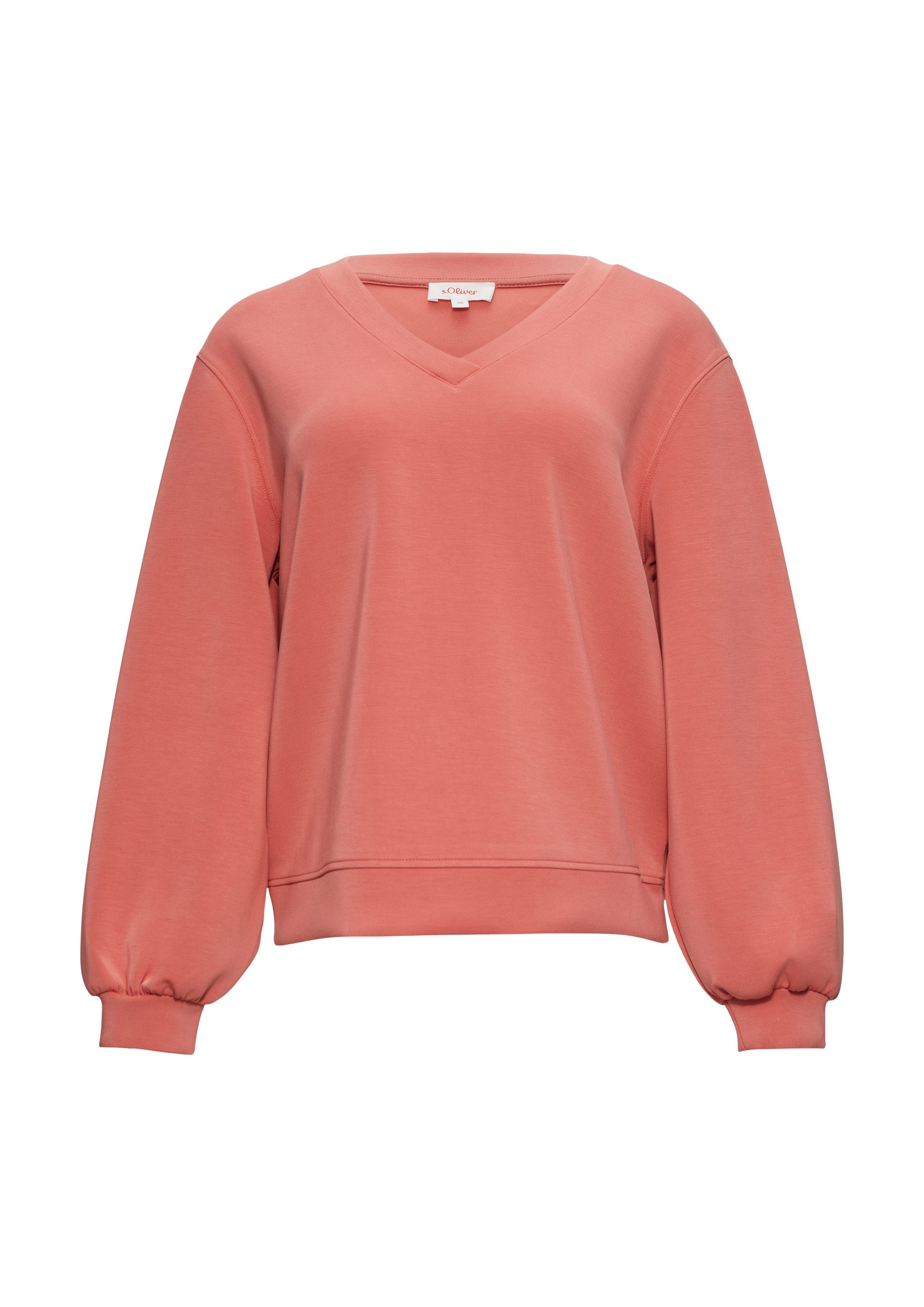 s.Oliver Sweatshirt Sweatshirt Scuba-Sweatshirt mit V-Ausschnitt günstig online kaufen
