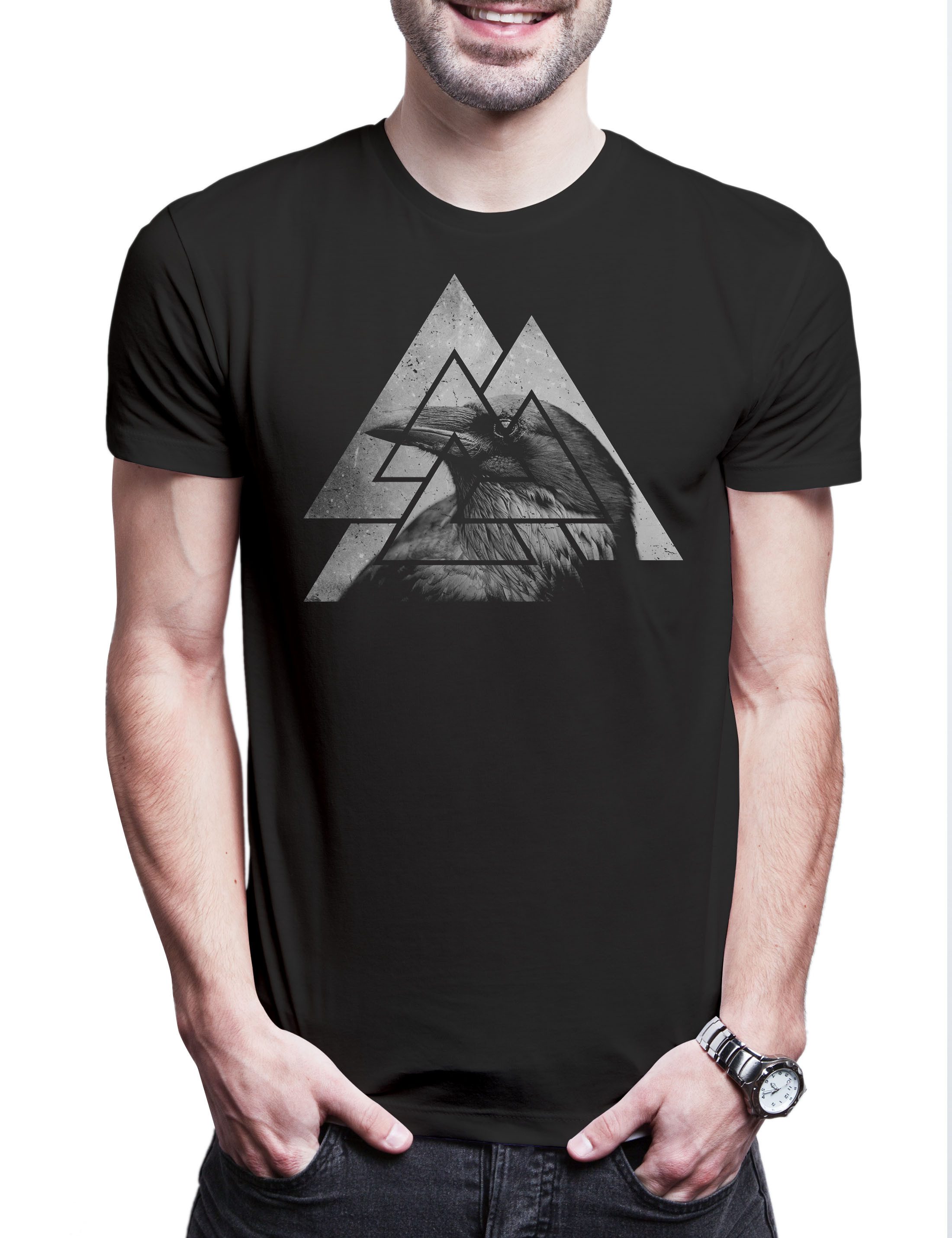 Urban Backwoods Print-Shirt Walknut Raven Herren T-Shirt Black Wikinger Vki günstig online kaufen